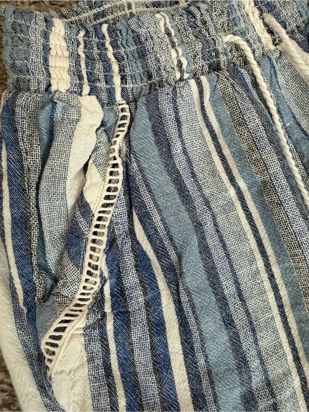 Briggs New York Blue & White Striped Smocked High-Rise Shorts - Picture 3 of 6